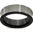 thumbnail image 1 of Black Ti & Titanium Polished Grooved Concave Ring, 1 of 5