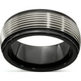 thumbnail image 1 of Black Ti & Titanium Polished Grooved Ring, 1 of 6
