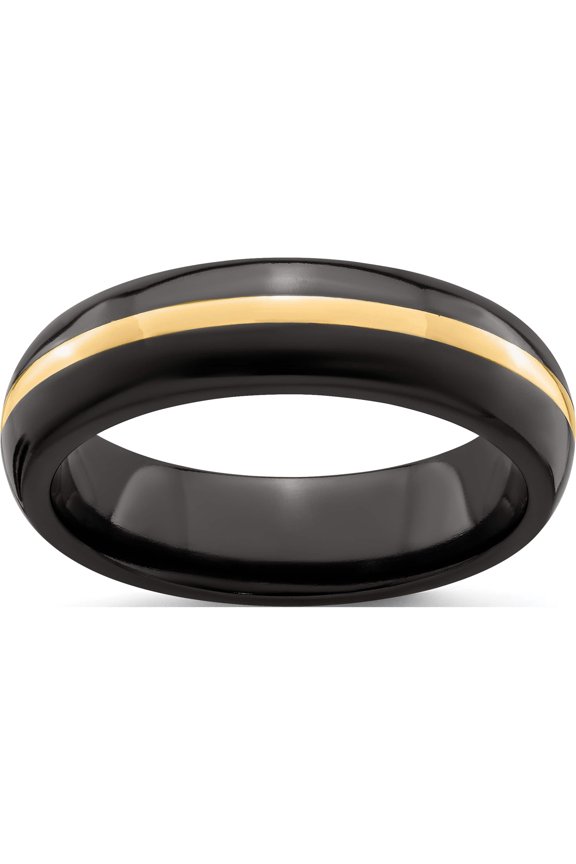 Black Ti and 14K Domed 6mm Band