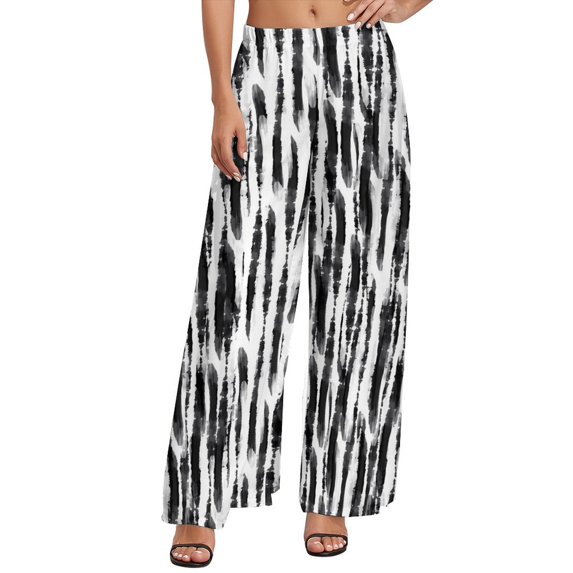 Black Tie Dye Pants Blue Spiral Print Streetwear Straight Wide Leg Pants Elastic High Waist Casual Trousers Big Size 5XL 6XL