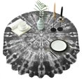thumbnail image 1 of Black Tie Dye Pattern Round Tablecloth 60"x60",Wrinkle Wipeable Table Cloth for Kitchen Dining Room Picnic Patio Party, 1 of 6