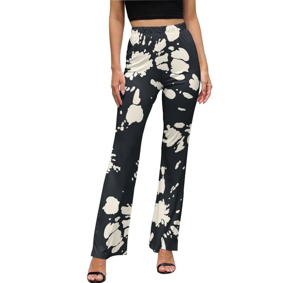 Black Tie Dye Print Casual Pants Womens Abstract Stripes Slim Street Fashion Flared Pants Summer Sexy Design Trousers