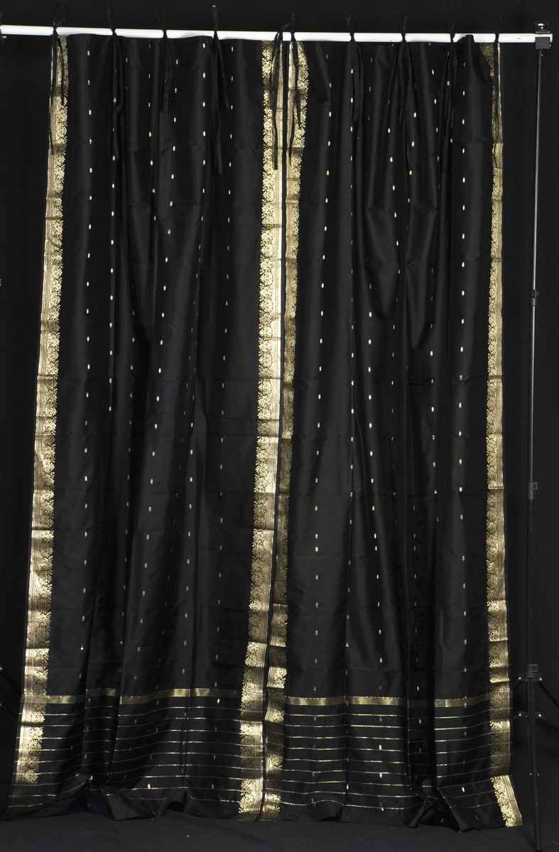 Island Blue Tie Top Sheer Sari Café Curtain/Drape/Panel - 43W x 24L - Pair