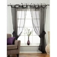 thumbnail image 1 of Black Tie Top Sheer Tissue Curtain With Tie Back / Drape / Panel - 84" - Pair, 1 of 3