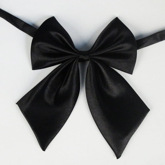 Black Ties for Men Elegant Solid Color Polyester Silk Bow Tie For Student Career Attache And Flight Attendant Rubber Gear Ties Satin Night Cap with Bow Dogs Small Hair Coil Thick Flower