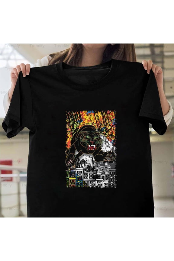 Black Tiger Leap Wildlife Animal Nature Graphic Design Style Unisex T-Shirt, up to size 5XL