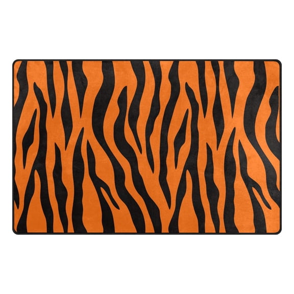 Black Tiger Stripes Memory Foam Area Rug 31"x20" Non Slip, Absorbent, Fade Proof for Living Room, Bedroom, Office