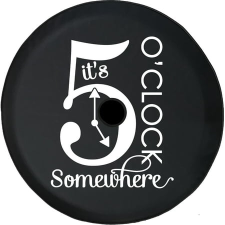 Black Tire Covers - Tire Accessories for Campers, SUVs, Trailers, Trucks, RVs and More | It's 5 O'clock Somewhere Black 32 Inch With Backup Camera Hole