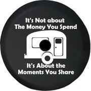 Black Tire Covers - Tire Accessories for Campers, SUVs, Trailers, Trucks, RVs and More | It's Not The Money It's The Moments Camper Black 33 Inch with Backup Camera Hole