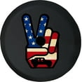 thumbnail image 1 of Black Tire Covers - Tire Accessories for Campers, SUVs, Trailers, Trucks, RVs and More | American Flag Peace Sign Black 32 Inch With Backup Camera Hole, 1 of 3