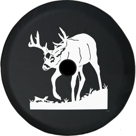 Black Tire Covers - Tire Accessories for Campers, SUVs, Trailers, Trucks, RVs and More | Big Buck Rack Field Woods Deer Hunting Black 32 Inch With Backup Camera Hole