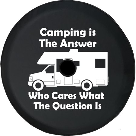 Black Tire Covers - Tire Accessories for Campers, SUVs, Trailers, Trucks, RVs and More | Camping is The Answer RV Black 33 Inch with Backup Camera Hole