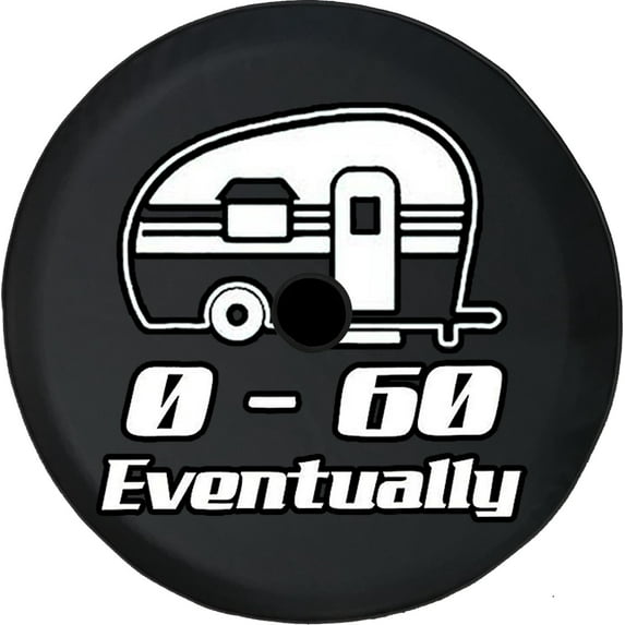 Black Tire Covers - Tire Accessories for Campers, SUVs, Trailers, Trucks, RVs and More | Compass Retro Vintage Camper Funny Black 33 Inch with Backup Camera Hole