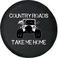 thumbnail image 1 of Black Tire Covers - Tire Accessories for Campers, SUVs, Trailers, Trucks, RVs and More | Country Roads Take Me Home Black 33 Inch with Backup Camera Hole, 1 of 3