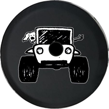 Black Tire Covers - Tire Accessories for Campers, SUVs, Trailers, Trucks, RVs and More | Driving with The Dog for Adventure Paws Black 32 Inch With Backup Camera Hole