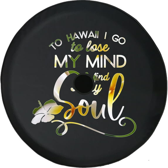 Black Tire Covers - Tire Accessories for Campers, SUVs, Trailers, Trucks, RVs and More | Flowers Hawaii Mind Soul Black 33 Inch with Backup Camera Hole