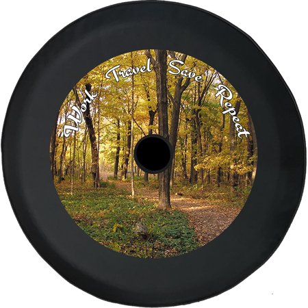 Black Tire Covers - Tire Accessories for Campers, SUVs, Trailers, Trucks, RVs and More | Forest Work Travel Save Black 32 Inch With Backup Camera Hole