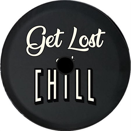 Black Tire Covers - Tire Accessories for Campers, SUVs, Trailers, Trucks, RVs and More | Get Lost and Chill Camper Black 33 Inch with Backup Camera Hole