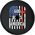 thumbnail image 1 of Black Tire Covers - Tire Accessories for Campers, SUVs, Trailers, Trucks, RVs and More | God Bless America Flag Cross Black 32 Inch With Backup Camera Hole, 1 of 3