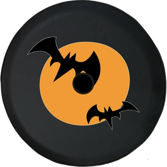 Black Tire Covers - Tire Accessories for Campers, SUVs, Trailers, Trucks, RVs and More | Halloween Full Moon and Bats Black 33 Inch with Backup Camera Hole