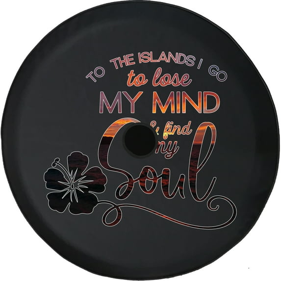 Black Tire Covers - Tire Accessories for Campers, SUVs, Trailers, Trucks, RVs and More | Island Minds Soul Sunset Beach Black 32 Inch With Backup Camera Hole