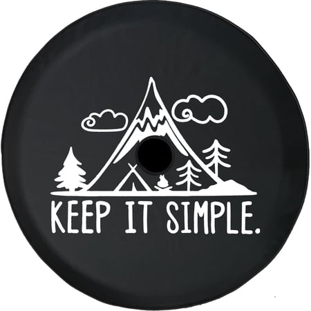 Black Tire Covers - Tire Accessories for Campers, SUVs, Trailers, Trucks, RVs and More | Keep it Simple Minimalist Black 32 Inch With Backup Camera Hole