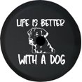 thumbnail image 1 of Black Tire Covers - Tire Accessories for Campers, SUVs, Trailers, Trucks, RVs and More | Life is Better with a Dog Lab Black 32 Inch With Backup Camera Hole, 1 of 3