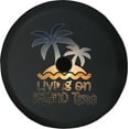 thumbnail image 1 of Black Tire Covers - Tire Accessories for Campers, SUVs, Trailers, Trucks, RVs and More | Living on Island Time Sunset Black 33 Inch with Backup Camera Hole, 1 of 3