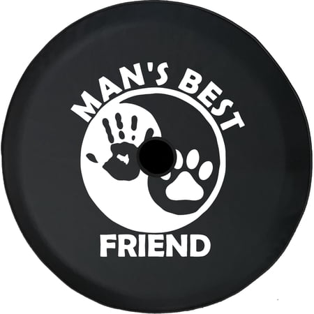 Black Tire Covers - Tire Accessories for Campers, SUVs, Trailers, Trucks, RVs and More | Mans Best Friend Paw Print Black 32 Inch With Backup Camera Hole