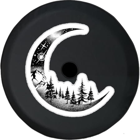 Black Tire Covers - Tire Accessories for Campers, SUVs, Trailers, Trucks, RVs and More | Moon Outdoors Night Sky Black 33 Inch with Backup Camera Hole