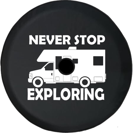 Black Tire Covers - Tire Accessories for Campers, SUVs, Trailers, Trucks, RVs and More | Never Stop Exploring RV Black 33 Inch with Backup Camera Hole