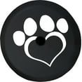 thumbnail image 1 of Black Tire Covers - Tire Accessories for Campers, SUVs, Trailers, Trucks, RVs and More | Paw Print Heart Love Dogs Black 32 Inch With Backup Camera Hole, 1 of 3