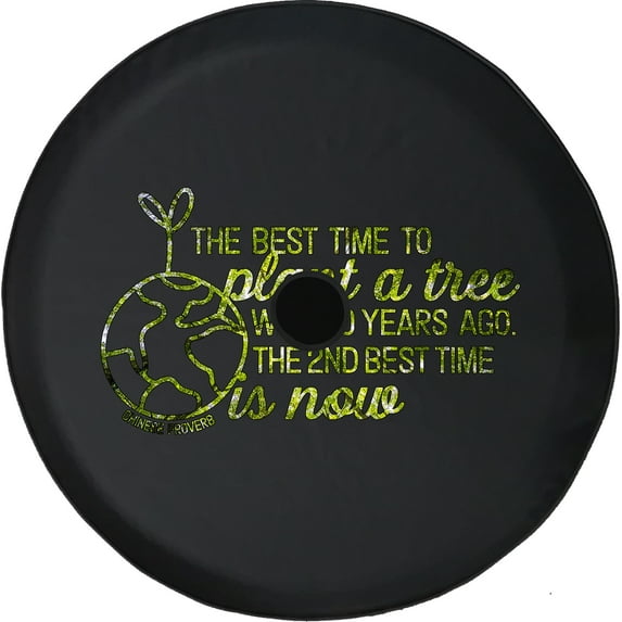 Black Tire Covers - Tire Accessories for Campers, SUVs, Trailers, Trucks, RVs and More | Plant a Tree Environment Go Green Earth Black 32 Inch With Backup Camera Hole