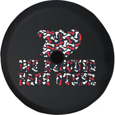 Black Tire Covers - Tire Accessories for Campers, SUVs, Trailers, Trucks, RVs and More | We Rescued Each Other Dog Adoption Black 33 Inch with Backup Camera Hole