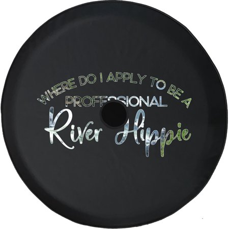 Black Tire Covers - Tire Accessories for Campers, SUVs, Trailers, Trucks, RVs and More | River Hippie Professional Funny Rafting Black 33 Inch with Backup Camera Hole
