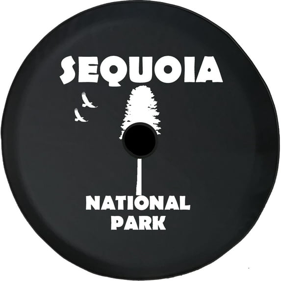 Black Tire Covers - Tire Accessories for Campers, SUVs, Trailers, Trucks, RVs and More | Sequoia National Park California Black 33 Inch with Backup Camera Hole