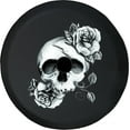 thumbnail image 1 of Black Tire Covers - Tire Accessories for Campers, SUVs, Trailers, Trucks, RVs and More | Skull and Roses in Bloom Black 33 Inch with Backup Camera Hole, 1 of 3