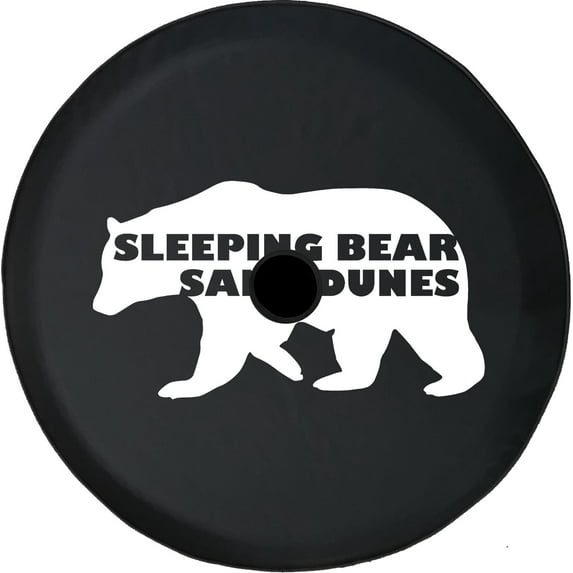 Black Tire Covers - Tire Accessories for Campers, SUVs, Trailers, Trucks, RVs and More | Sleeping Bear Sand Dunes Black 33 Inch with Backup Camera Hole