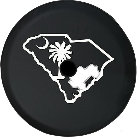 Black Tire Covers - Tire Accessories for Campers, SUVs, Trailers, Trucks, RVs and More | South Carolina Off Road Black 32 Inch With Backup Camera Hole
