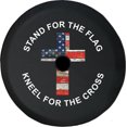 thumbnail image 1 of Black Tire Covers - Tire Accessories for Campers, SUVs, Trailers, Trucks, RVs and More | Stand for The Flag Kneel for The Cross USA Black 32 Inch With Backup Camera Hole, 1 of 3