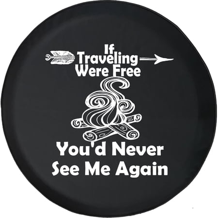 Black Tire Covers - Tire Accessories for Campers, SUVs, Trailers, Trucks, RVs and More | If Traveling were Free You'd Never See Me Quote Black 29 Inch