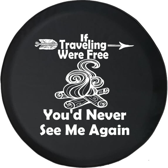 Black Tire Covers - Tire Accessories for Campers, SUVs, Trailers, Trucks, RVs and More | If Traveling were Free You'd Never See Me Quote Black 29 Inch