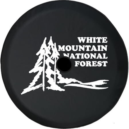 Black Tire Covers - Tire Accessories for Campers, SUVs, Trailers, Trucks, RVs and More | White Mountain National Forest Black 32 Inch With Backup Camera Hole