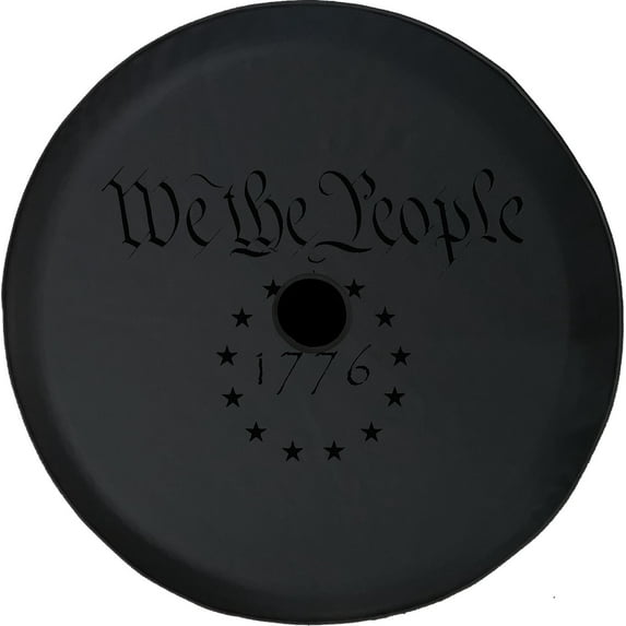 Black Tire Covers - Tire Accessories for Campers, SUVs, Trailers, Trucks, RVs and More | 1776 Betsy Ross Flag Black 33 Inch with Backup Camera Hole