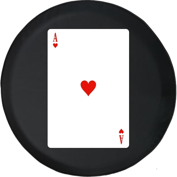 Black Tire Covers - Tire Accessories for Campers, SUVs, Trailers, Trucks, RVs and More | Ace of Hearts Playing Card Deck Red Black 33 Inch
