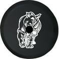 thumbnail image 1 of Black Tire Covers - Tire Accessories for Campers, SUVs, Trailers, Trucks, RVs and More | African Rhino Black 32 Inch With Backup Camera Hole, 1 of 3