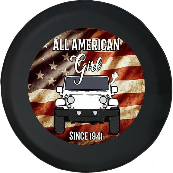 Black Tire Covers - Tire Accessories for Campers, SUVs, Trailers, Trucks, RVs and More | All American Girl Black 30 Inch