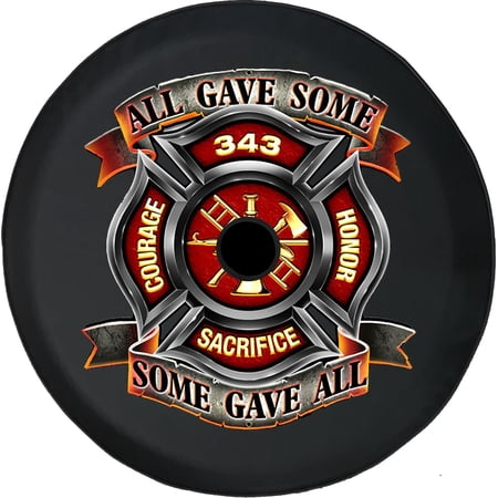 Black Tire Covers - Tire Accessories for Campers, SUVs, Trailers, Trucks, RVs and More | All Gave Some Gave All Black 33 Inch with Backup Camera Hole