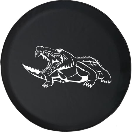 Black Tire Covers - Tire Accessories for Campers, SUVs, Trailers, Trucks, RVs and More | Alligator Crocodile Black 33 Inch
