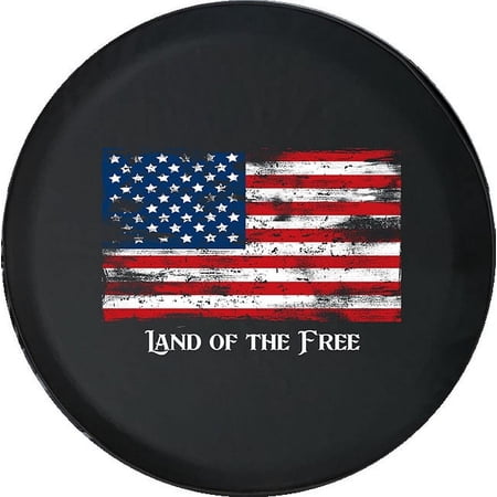 Black Tire Covers - Tire Accessories for Campers, SUVs, Trailers, Trucks, RVs and More | | American Flag Land of Free Black 31 Inch